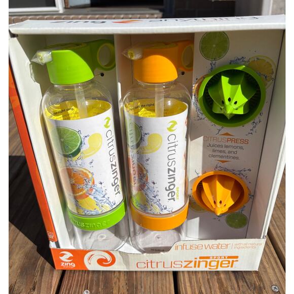 Citrus Zinger Sport Infuse Water 2 Lot pieces New NWT BPA Free 28 oz each - Picture 3 of 8